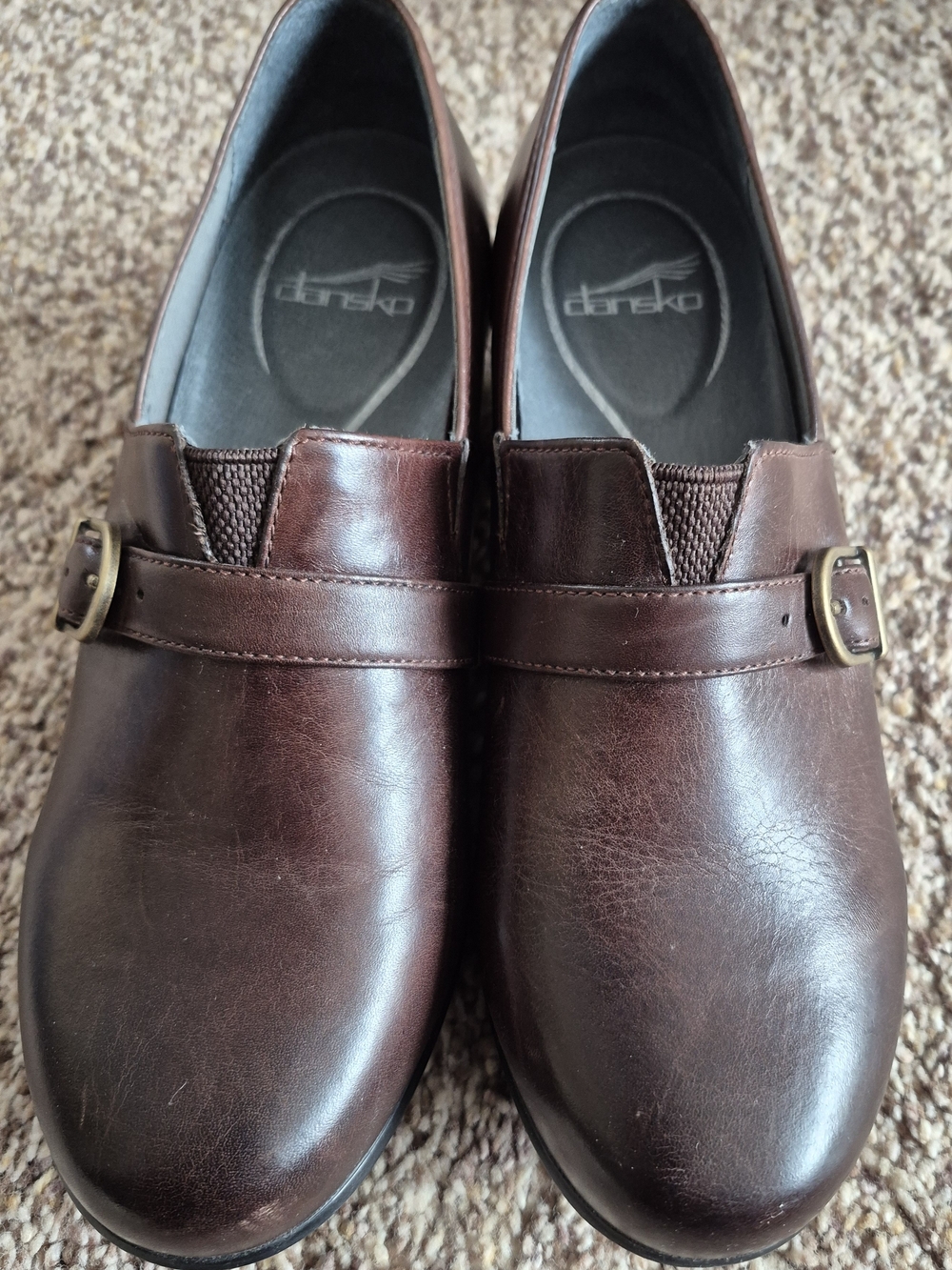 Dansko Brown Leather Women's Size 8.5-9 Slip-On Loafers with Buckle